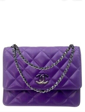 BNIB! Ultra Rare! Chanel CC Lambskin Gradient Ombre Mini PURPLE Bag! WOC SILVER